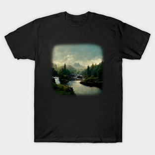 Forest River Landscape Romanticism Artwork, Wilderness T-Shirt